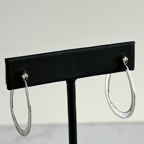 Sterling Silver Oval Hoop Earrings, Lightweight 925 Silver Earrings, Minimalist - Picture 1 of 8